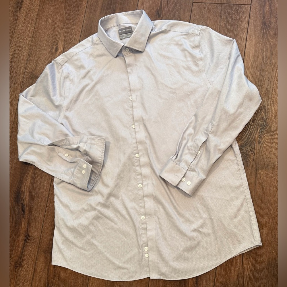 Michael Kors Slim Fit Aerosoft Stretch Long Sleeve Button Down Shirt Size XL